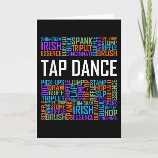 Carte Tap Dance Words Lover Tap DancerProfesseur de dans (Devant)