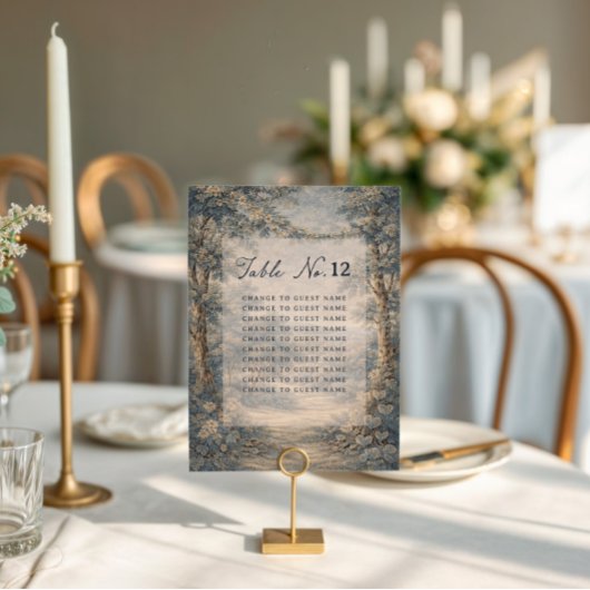 Carte Tapestry Blue Toile wedding table seating chart