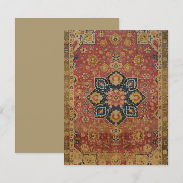 Carte Tapis rouge or Kashan tapis Perse Asiatique (Devant / Derrière)