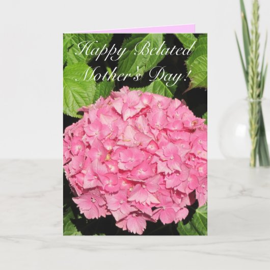 Carte tardive heureuse d'hortensia de rose du jour (Devant)