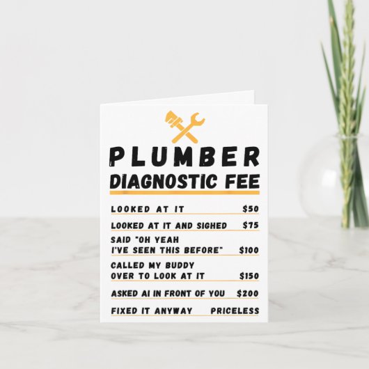 Carte Tarif de diagnostic de plombier drôle (Devant)