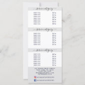 Carte Tarif simple Elegant Salon Blanc Gris (Dos)