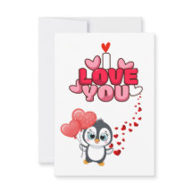 Tarjeta de amor pinguins love