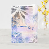 Carte Tarjeta de Ánimo Azul Acuarela Floral (Fleur jaune)