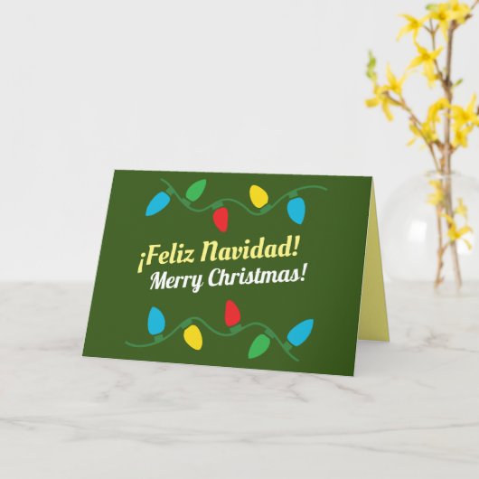Carte Tarjeta de Navidad en Inglés y Español / Espagnol (Fleur jaune)