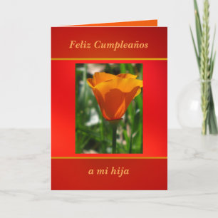 Carte Tarjeta - Feliz Cumpleaños - Amapola de Californie