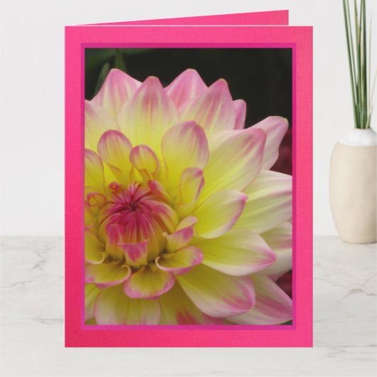 Carte Tarjeta - Feliz Cumpleaños - Dalia Rosa-Amarilla (Devant)