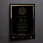 Carte Tarot Black Gold Mystical Birthday Invitatio