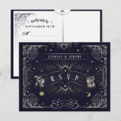 Carte Tarot Halloween Marine bleu RSVP PostCard (Devant / Derrière)