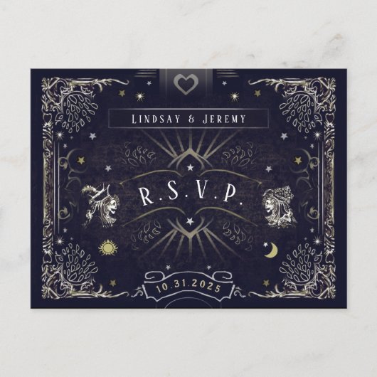 Carte Tarot Halloween Marine bleu RSVP PostCard (Devant)