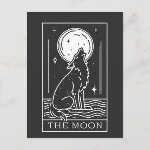 Carte Tarot La Lune Wolf Howling Postcard
