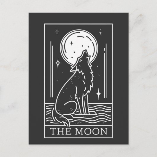 Carte Tarot La Lune Wolf Howling Postcard (Devant)