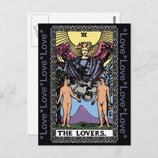 Carte Tarot "Lovers" (Devant / Derrière)