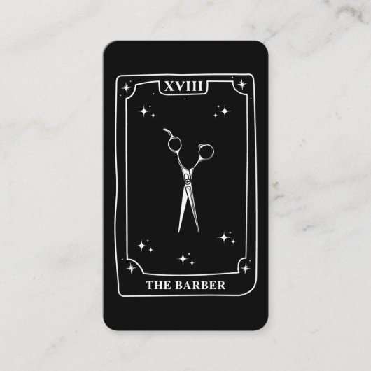 Carte Tarot Mystique noir blanc ciseaux Barber (Devant)