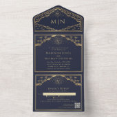 Carte Tarot Sun Moon Navy QR Code Mariage Invitati (À l'intérieur)