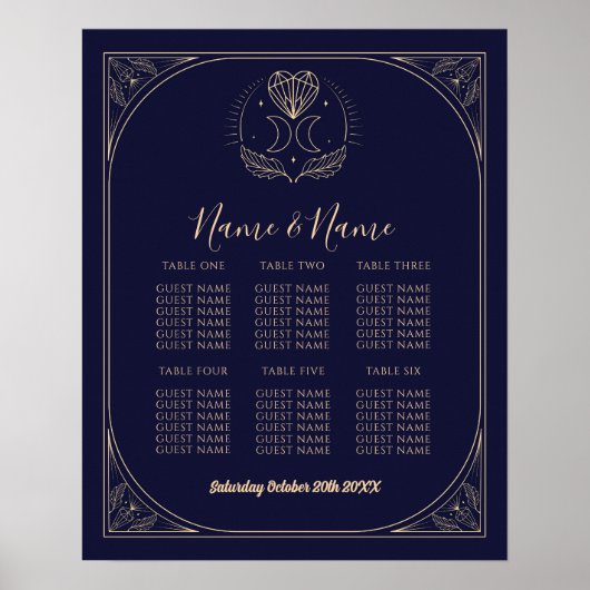 Carte Tarot Tableau 6 Plan de siège Mariage Star M (Devant)