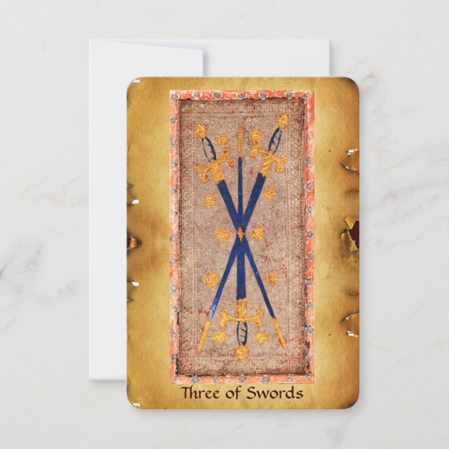 Carte TAROTS DE RENAISSANCE ANTIQUE / Trois épées (Devant)