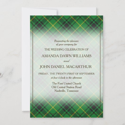 Carte Tartan Beauty Clan Arthur MacArthur Scottish Plaid (Devant)