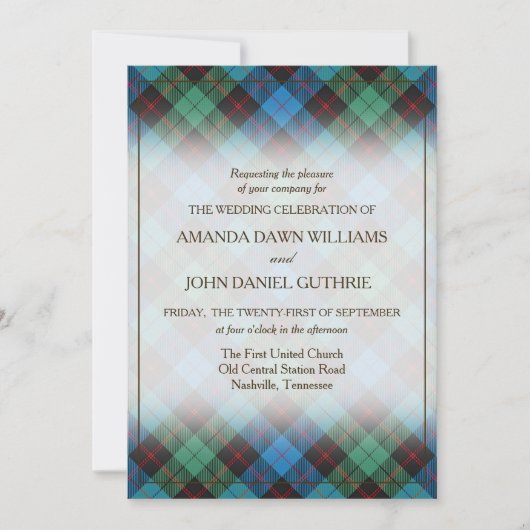 Carte Tartan Beauty Clan Guthrie Scottish Plaid (Devant)