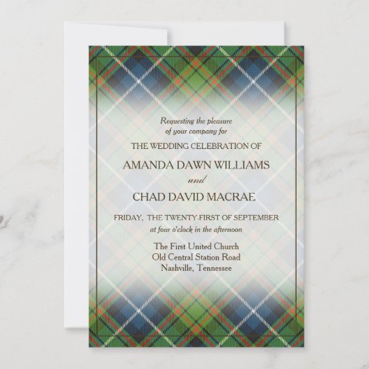 Carte Tartan Beauty Clan MacRae Scottish Plaid (Devant)