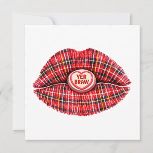 Carte Tartan Lips Cadeau Écossais Amour Pop Art