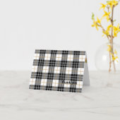 Carte tartan noir et blanc plaid merci (Fleur jaune)