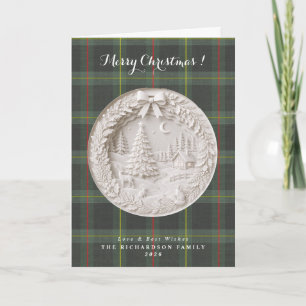Carte Tartan plaid Moderne Noël en papier découpé 3D
