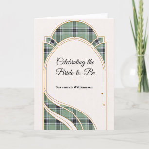 Carte Tartan Vert Élégant Mariage Art Déco Shower de Mar