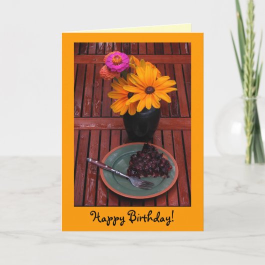 Carte Tarte aux bleuets et fleurs Anniversaire (Devant)