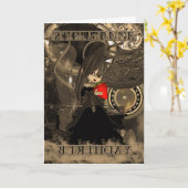 Carte Tarte de Steampunk Moonies Cutie d'anniversaire (Fleur jaune)