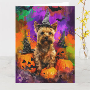 Carte Tas de pierres Terrier Chien Halloween Sorcière Ci