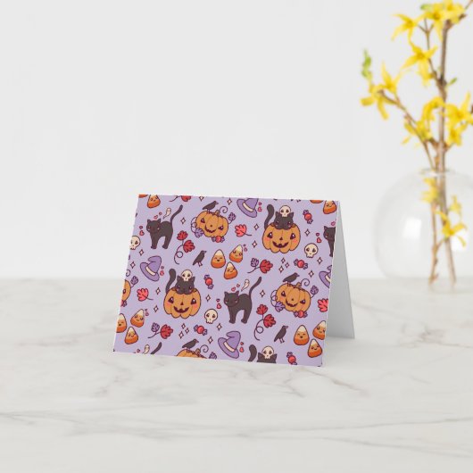 Carte Tasse à café décorative avec motif d'Halloween (Fleur jaune)