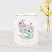 Carte Tasse à thé papillon aux fleurs (Fleur jaune)