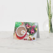 Carte Tasse de cacao de Noël, marshmallow bonhomme de ne (Devant)