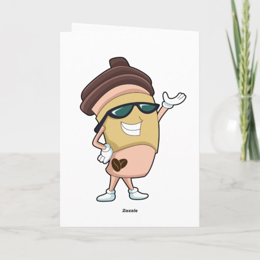 Carte Tasse de café avec lunettes de soleil (Dos)