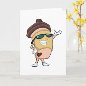 Carte Tasse de café avec lunettes de soleil (Fleur jaune)