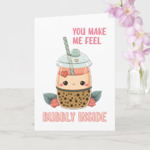 Carte Tasse de thé à bulles rose pétillant Bubbly Pink B