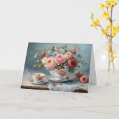 Carte Tasse de thé avec de belles fleurs (Fleur jaune)