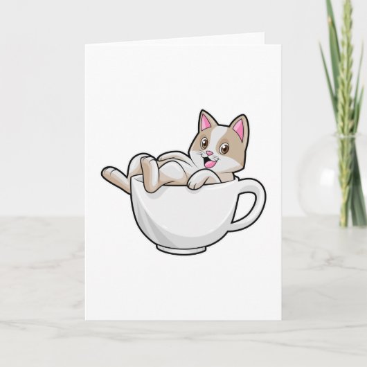 Carte Tasse de thé chat (Devant)