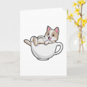 Carte Tasse de thé chat (Fleur jaune)