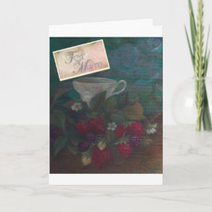 Carte Tasse de thé de fraise de l'anniversaire de la