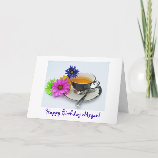 Carte Tasse de thé et marguerites (nommées) de (Devant)