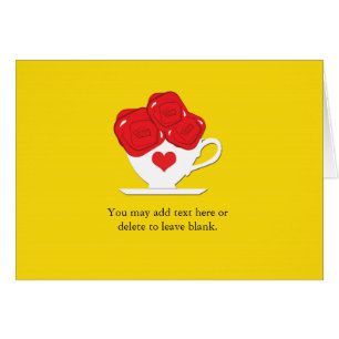 Carte Tasse de Thé et Roses Rouges Merveilleux Mon