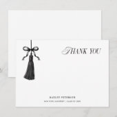 Carte Tassel Black Bow Graduation Party Thank You Note (Devant / Derrière)