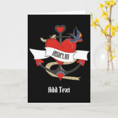 Carte Tatouage cardiaque avec nom customisé. (Fleur jaune)