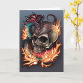 Carte Tatouage crâne et serpent (Fleur jaune)