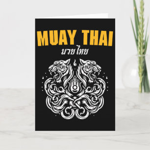 Carte Tatouage d'art Muay Thai Sak Yant Twin Tiger Kickb