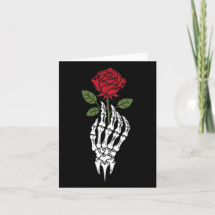 Carte Tatouage esthétique Rouge Rose Skeleton Fleur Pour