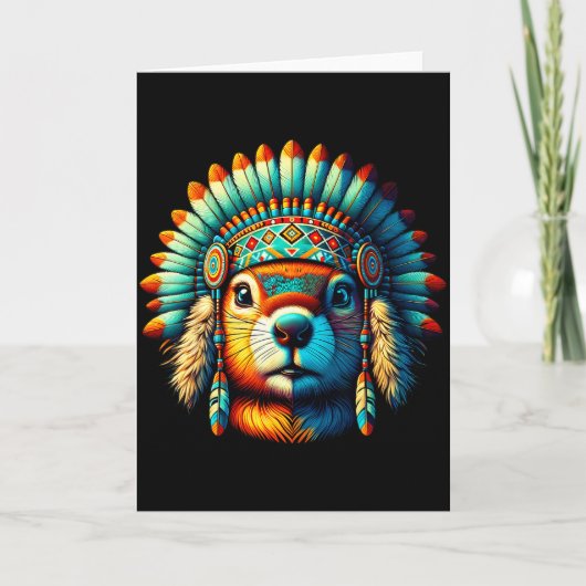 Carte Tatouage Indien d'Amérique Marmotte Indien d'Améri (Devant)