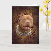 Carte Tatouage tribal brun de Pitbull (Fleur jaune)